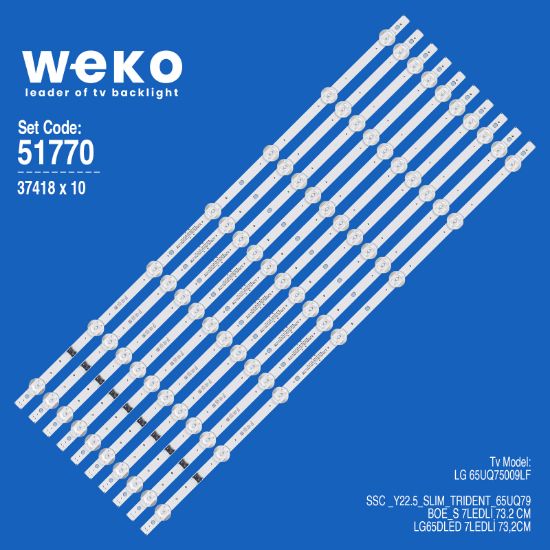 WKSET-6770 37418X10 SSC _Y22.5_SLIM_TRIDENT_65UQ79_BOE_S 10 ADET LED BAR resmi