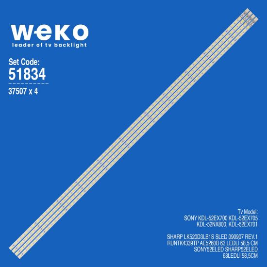 WKSET-6834 37507X4 SLED 090907 REV.1 RUNTK4339TP  4 ADET LED BAR (63LED) resmi