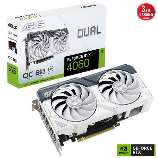 ASUS DUAL-RTX4060-O8G-WHITE 8GB GDDR6 HDMI 128Bit resmi