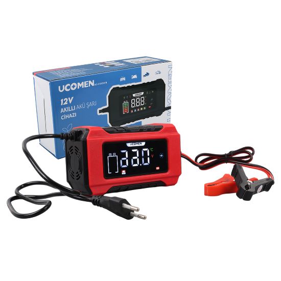 UCOMEN UC-C120501B 12V 6A KIRMIZI LCD GÖSTERGELİ AKILLI AKÜ ŞARJ CİHAZI resmi