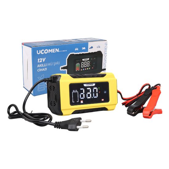 UCOMEN UC-C120501B 12V 6A SARI LCD GÖSTERGELİ AKILLI AKÜ ŞARJ CİHAZI resmi