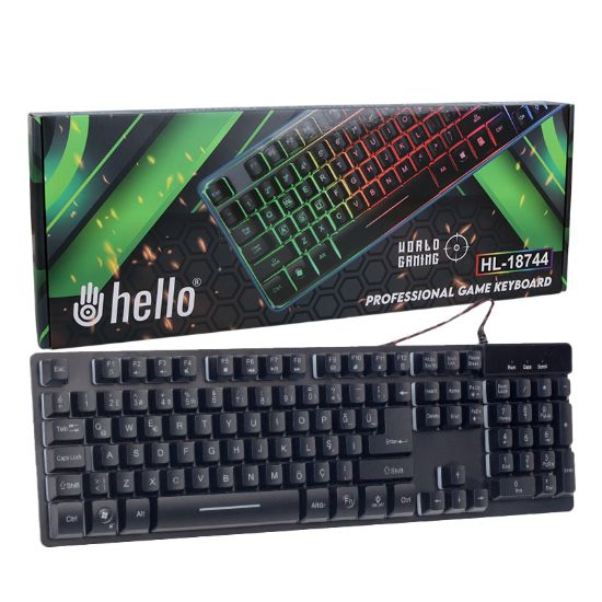 HELLO HL-18744 METAL KASA RGB IŞIKLI KABLOLU OYUNCU Q KLAVYE ZYG-800 resmi