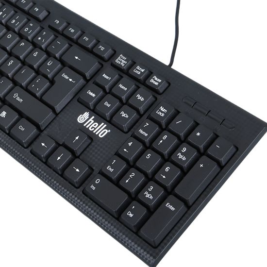 HELLO HL-4809 STANDART KABLOLU SİYAH USB Q KLAVYE resmi