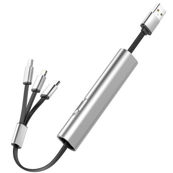 POWERMASTER PM-25800 5V - 2.4A 3İN1 (MİCRO USB - LİGHTNİNG - TYPE C) TELEFON ŞARJ KABLOSU resmi