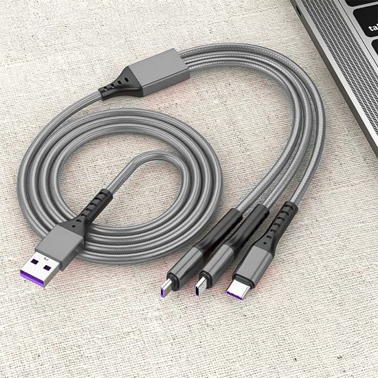 POWERMASTER PM-26335 3 IN 1 GÜMÜŞ 1.2 METRE ŞARJ KABLOSU resmi