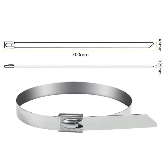 POWERMASTER PM-26360 304 PASLANMAZ ÇELİK KABLO BAĞI 4.6X300MM 100LÜK PAKET resmi