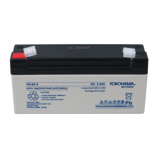 YOKOHAMA YH-63.4 6 VOLT - 3.4 AMPER YATIK AKÜ (125 X60 X 30 MM) resmi