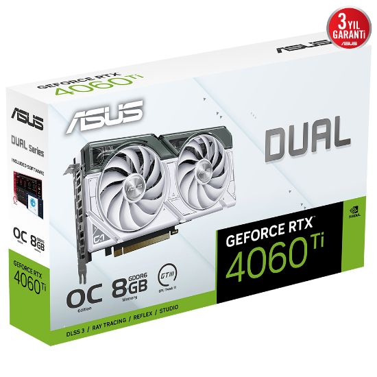 ASUS DUAL-RTX4060TI-O8G-WHITE 8GB GDDR6 HDMI DP 128Bit resmi