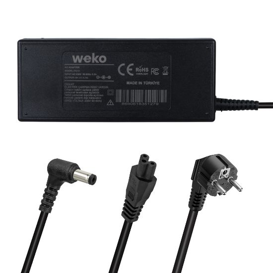 WEKO 19 VOLT - 4.74 AMPER - 90 WATT 5.5*2.5 UÇLU YERLİ ÜRETİM NOTEBOOK ADAPTÖR resmi