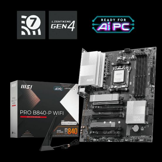MSI MB PRO B840-P WIFI AM5 DDR5 8000MHZ(OC) HDMI 2x M.2 USB 10Gbs 2.5G LAN WI-FI 7 ATX resmi