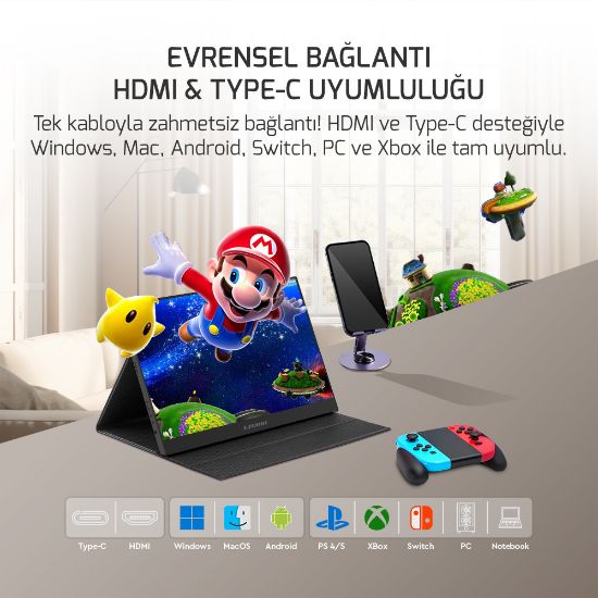 EZCOOL LITE E15 15,6’’ 60HZ FHD PORTABLE TAŞINABİLİR MONİTÖR (SIFIR ÖLÜ PİKSEL GARANTİLİ) resmi