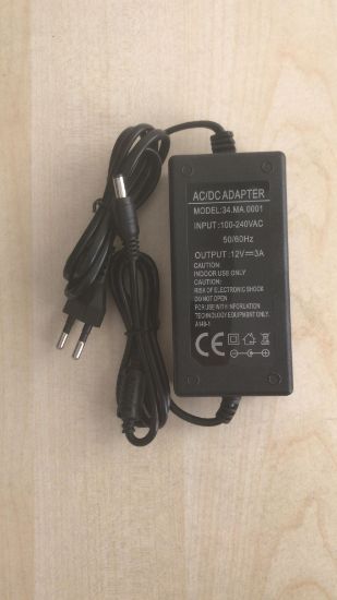 POWERMASTER 34.MA.0001 12 VOLT - 3 AMPER 5.5*2.5 UÇLU PLASTİK KASA MASAÜSTÜ ADAPTÖR resmi