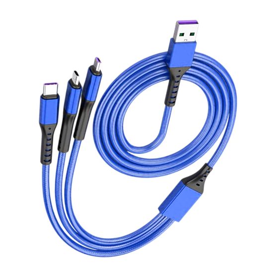 POWERMASTER PM-26334 3 IN 1 MAVİ 1.2 METRE ŞARJ KABLOSU resmi