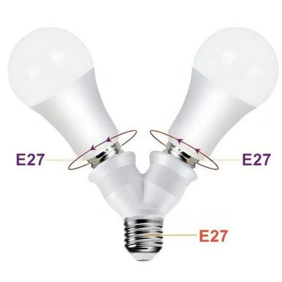 LEDX DY-101 E27 DUY ÇOĞALTICI (TEK DUYDAN ÇİFT E27 LAMBA BAĞLANTISI) resmi