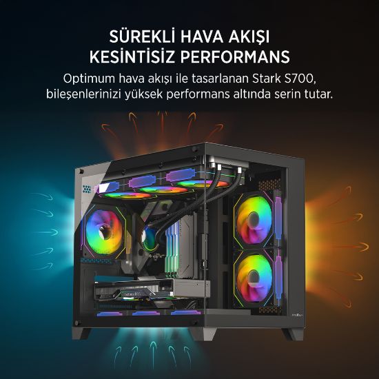 James Donkey Stark S700 3xARGB Temperli Cam 750W 80+ Bronze mATX Siyah Gaming (Oyuncu) Kasa resmi