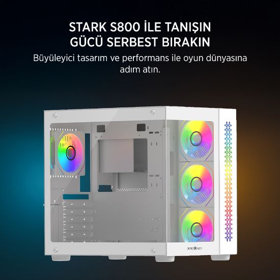 James Donkey Stark S800 4xARGB Temperli Cam ATX Beyaz Gaming (Oyuncu) Kasa resmi