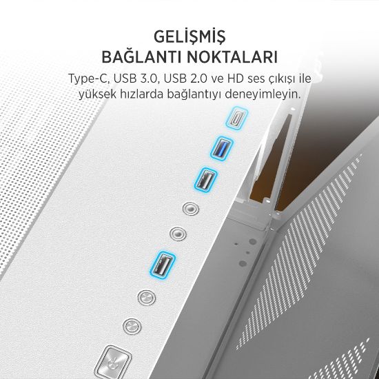 James Donkey Stark S800 4xARGB Temperli Cam ATX Beyaz Gaming (Oyuncu) Kasa resmi