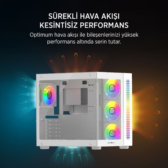 James Donkey Stark S800 4xARGB Temperli Cam ATX Beyaz Gaming (Oyuncu) Kasa resmi
