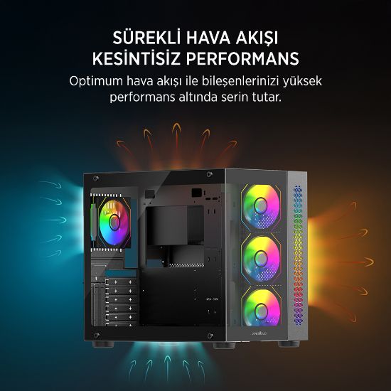 James Donkey Stark S800 4xARGB Temperli Cam 750W 80+ Bronze ATX Siyah Gaming (Oyuncu) Kasa resmi