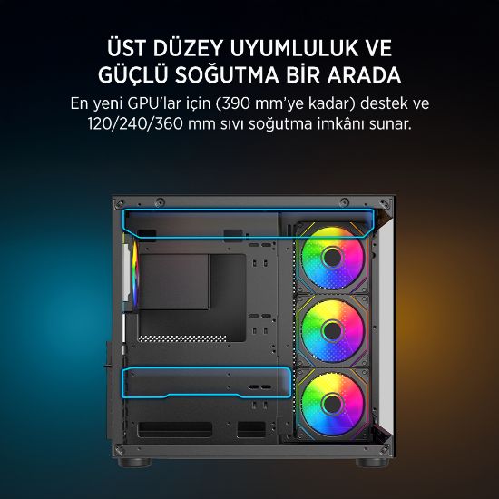 James Donkey Stark S800 4xARGB Temperli Cam 750W 80+ Bronze ATX Siyah Gaming (Oyuncu) Kasa resmi