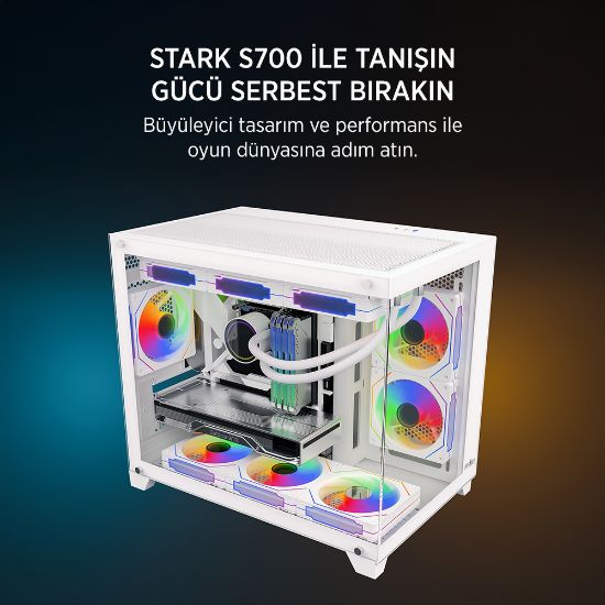 James Donkey Stark S700 3xARGB Temperli Cam mATX Beyaz Gaming (Oyuncu) Kasa resmi