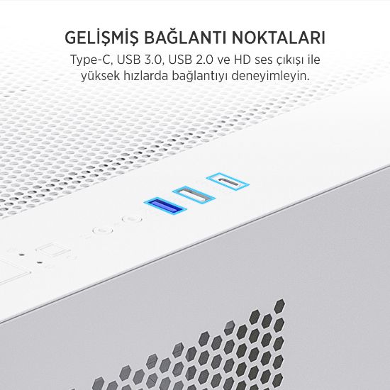 James Donkey Stark S700 3xARGB Temperli Cam mATX Beyaz Gaming (Oyuncu) Kasa resmi