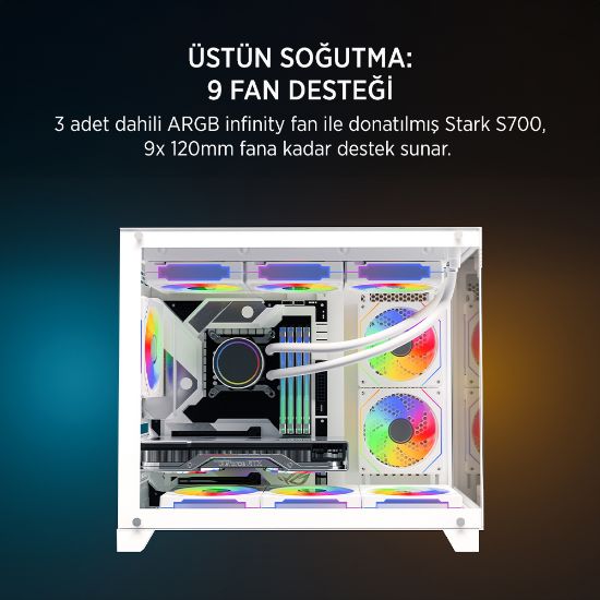 James Donkey Stark S700 3xARGB Temperli Cam mATX Beyaz Gaming (Oyuncu) Kasa resmi