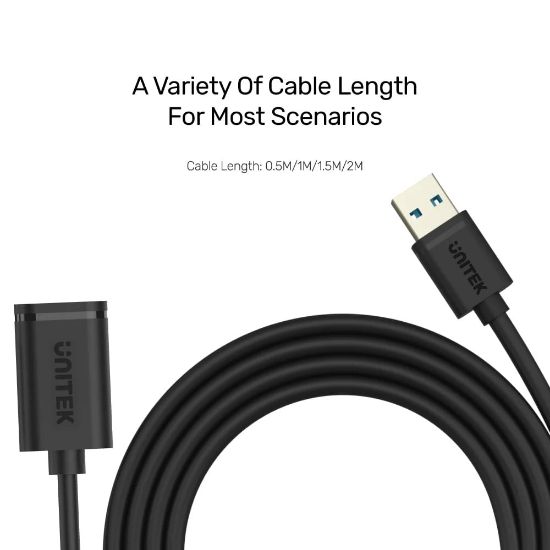 UNITEK USB3.0(M) TO USB3.0(F) UZATMA KABLO 1.5MT 5GBPS (Y-C459GBK) resmi