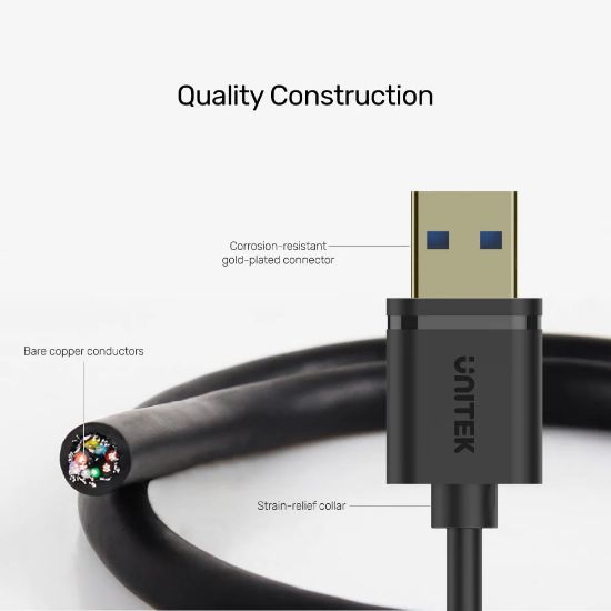 UNITEK USB3.0(M) TO USB3.0(F) UZATMA KABLO 1.5MT 5GBPS (Y-C459GBK) resmi