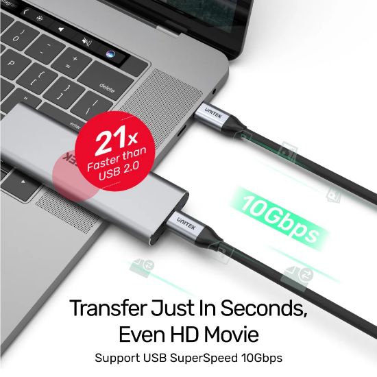UNITEK USB-C 3.2 KABLO 1MT 10GBPS, 100W PD, 4K&60Hz (C14082ABK) resmi