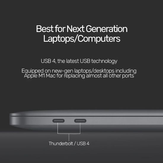UNITEK USB4 THUNDERBOLT KABLO 0.8MT 40GBPS, 8K&60Hz,100W (C14100BK-0.8M) resmi