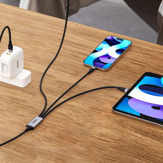 UNITEK TYPE-C 3in1 HIZLI ŞARJ KABLOSU 1.5MT 20W MICRO USB, TYPE-C, LIGHTNING (C14101AGY01-1.5M) resmi