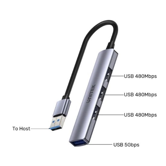 UNITEK TYPE-A TO 4 PORT USB HUB (USB3.0 + 3 x USB2.0) (H1208A) resmi