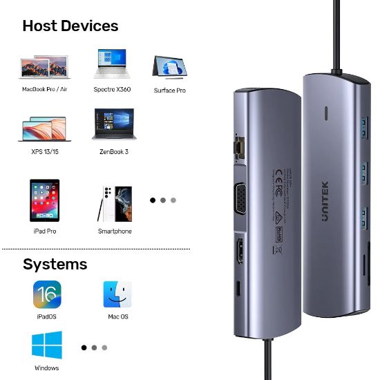 UNITEK USB-C 9in1 UNIVERSAL DOCKING STATION (D1113A) resmi