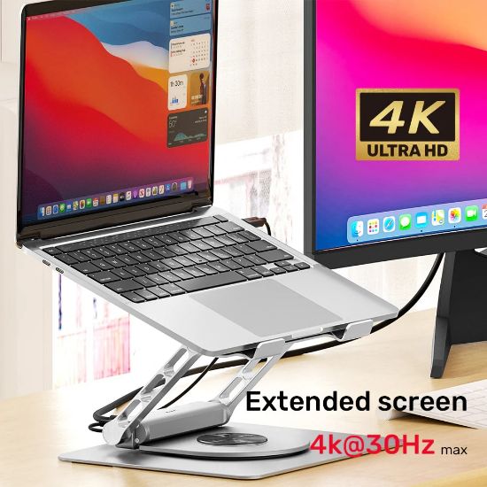 UNITEK 360 DERECE DÖNER 5in1 METAL NOTEBOOK STANDI (ETHERNET, 2xUSD3.0, HDMI, 100W PD) (D1109B01) resmi