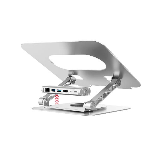 UNITEK 360 DERECE DÖNER 5in1 METAL NOTEBOOK STANDI (ETHERNET, 2xUSD3.0, HDMI, 100W PD) (D1109B01) resmi