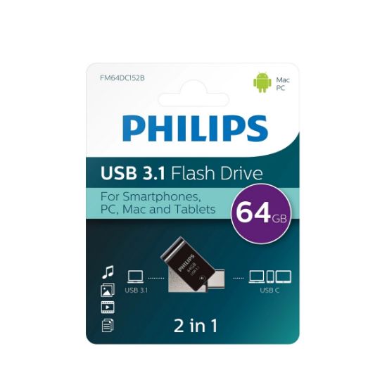 PHILIPS 64GB USB3.1 TYPE-C 100/150 MB/S FM64DC152B/00 resmi