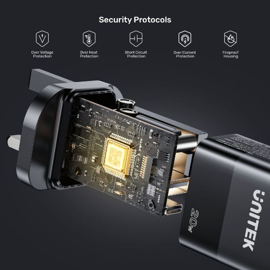 Unitek 20W Hızlı Şarj Adaptörü 1*USB-C P1124ABK-EU resmi