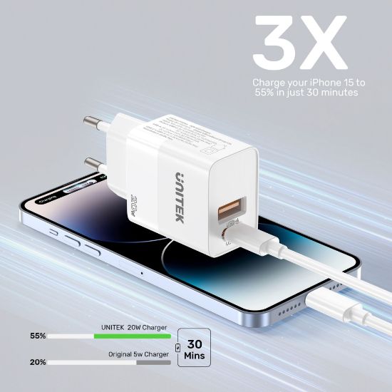 Unitek 20W Hızlı Şarj Adaptörü 1*USB-C P1124ABK-EU resmi