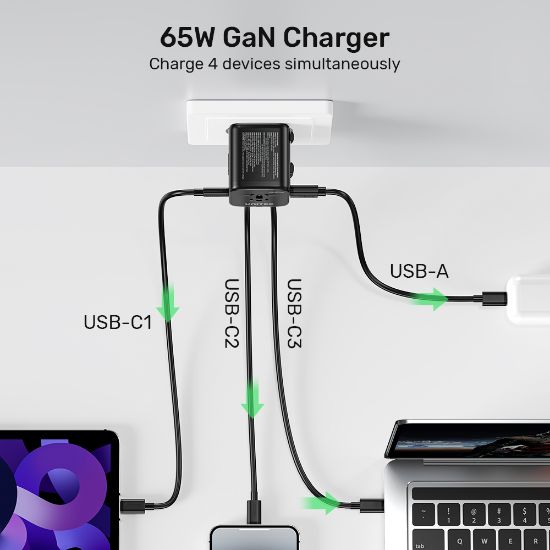 Unitek 65W Universal Travel Adaptör (P1122ABK) resmi