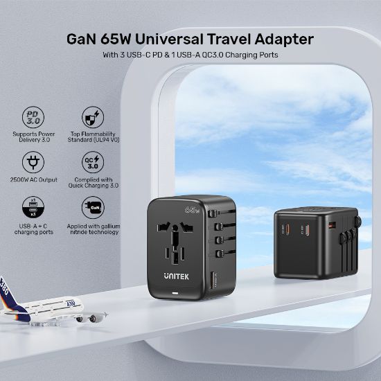 Unitek 65W Universal Travel Adaptör (P1122ABK) resmi