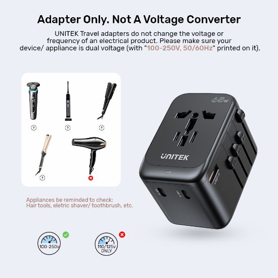 Unitek 65W Universal Travel Adaptör (P1122ABK) resmi