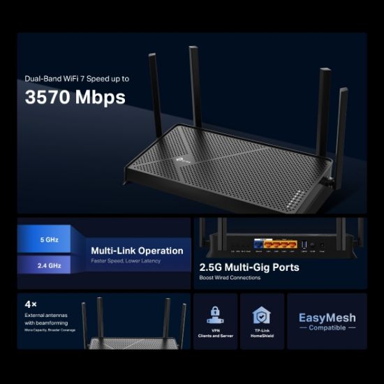 TP-LINK BE230 BE3600 Dual-Band Wi-Fi 7 Router resmi