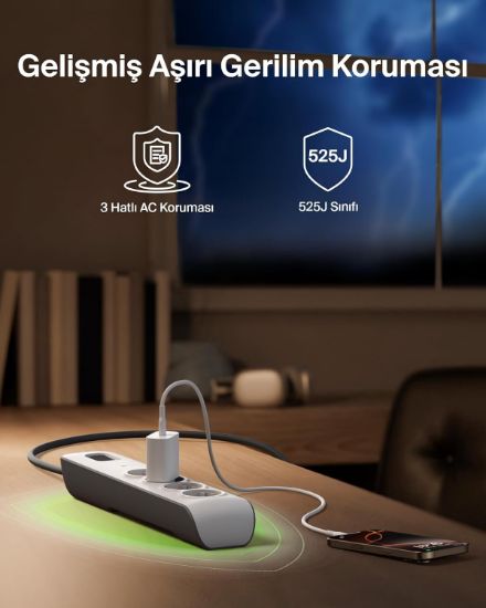 BELKIN BSV400VF2M 2 M 4LU AKIM KOR. PRIZ resmi