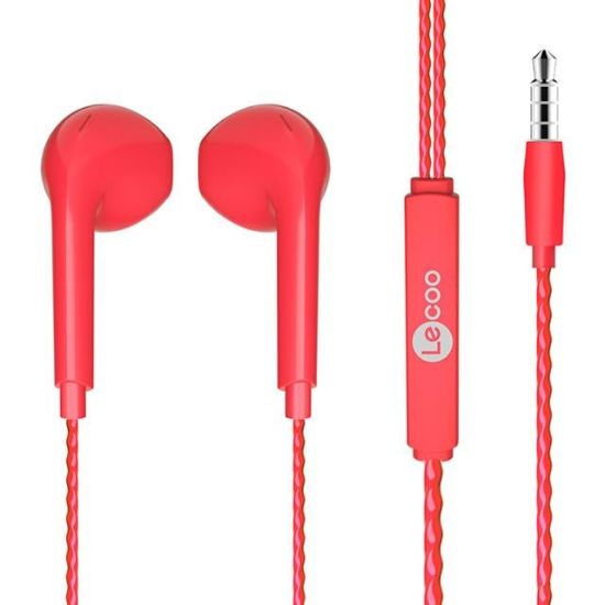 LENOVO LECOO EH104R 3.5MM JACKLI KABLOLU KULAK İÇİ MİKROFONLU KIRMIZI KULAKLIK resmi
