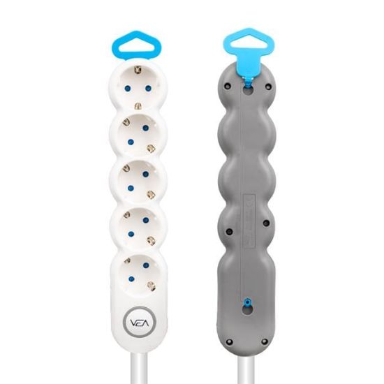 VEA VE-2S5S 4LÜ 2 METRE KABLOLU ANAHTARLI SİYAH AKIM KORUMALI GRUP PRİZ resmi