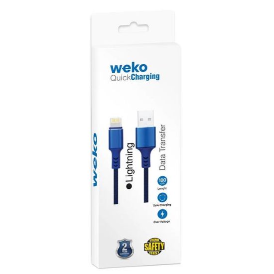 WEKO WK-22025 USB TO LIGHTNING ÖRGÜLÜ SİYAH 1 MT ŞARJ KABLOSU (NO:14) resmi