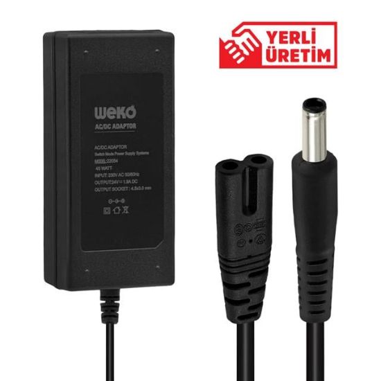 WEKO 24 VOLT - 1.9 AMPER 4.5*3.0 UÇLU YERLİ ÜRETİM NOTEBOOK ADAPTÖR resmi