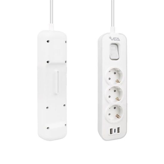 VEA VE-NOVA103U A CLASS 3LÜ 2 USBLİ ANAHTARLI 1.5 METRE AKIM KORUMALI GRUP PRİZ (MADE IN MALAYSIA) resmi