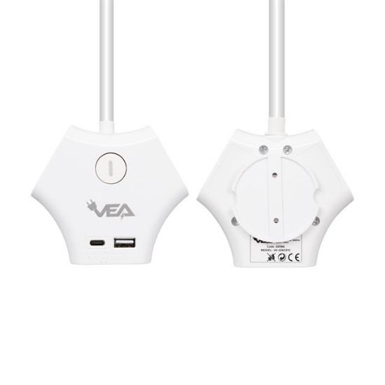 VEA VE-G903YC 3LÜ USB+ TYPE-C GİRİŞLİ ANAHTARLI 1.5 METRE GRUP PRİZ resmi